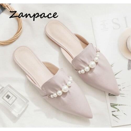 2021 Summer Flat Slippers for Women Outside Low Heels Sexy Fashion Shoes String Bead Fashion Indoor Slides Adult Sandals Women