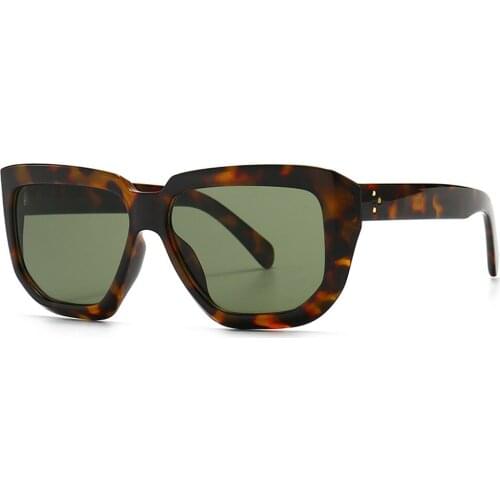 Veshion Rivet Sunglasses Women Retro Green Leopard Female Square Sun Glasses for Men Summer Style Dropshipping Uv400
