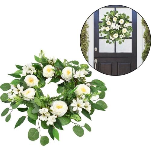 Front Door Wreath Peony Silk Flowers Garland Plastic Party Wedding Wreaths