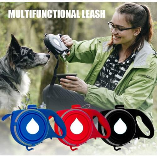 Retractable Dog Leash Nylon Foldable Travel Bowl Portable Puppy Water Bottle Outdoor Walking Running Traction Rope Pet Supplies