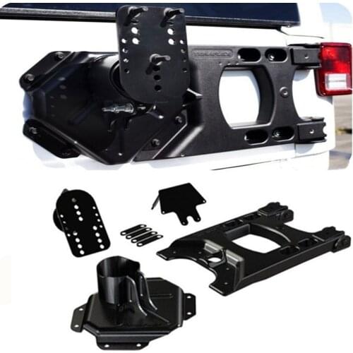 Rear Bumper Teraflex HD Hinged Carrier Adjustable Spare Tire Mounting Kit For Jeep Wrangler JK 2007-2016(Black)