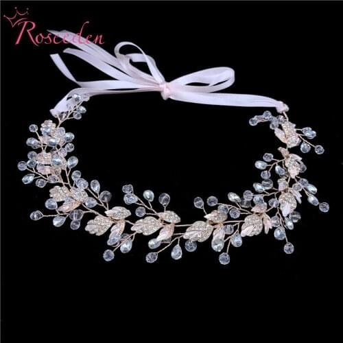 Classic rose Gold Rhinestone Crystal Wedding Headband Bridal Hair Vine Hair Accessories Bridesmaid Women Jewelry Handmade RE3315