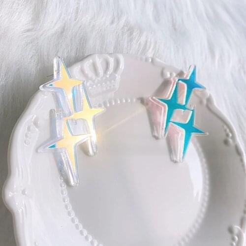 2021 Trend Colorful Star Large Stud Earrings for Women Mirror Acrylic Laser For Teens Women Cute Unusual Jewelry Accessories