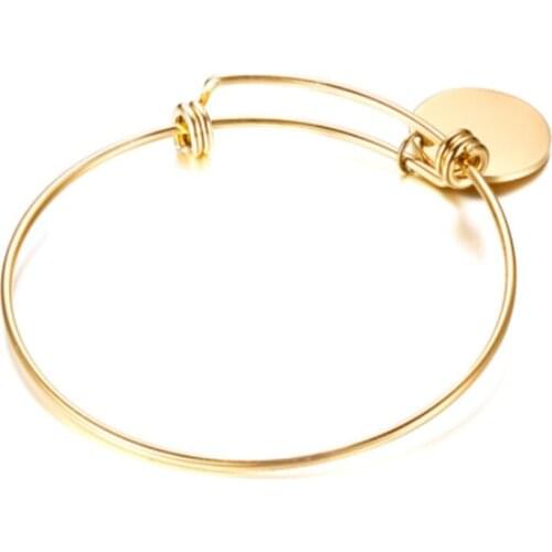 2021 Trendy Stainless Steel Smooth Small Round Brand Adjustable Simple Style And Temperament Bracelet Suitable For Women