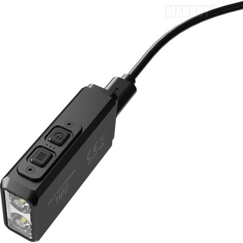 100% Original NITECORE TIP2+USB Charge Cable Multi-purpose Clip 2x CREE LED Metal Keychain Light Built-In Battery EDC Flashlight