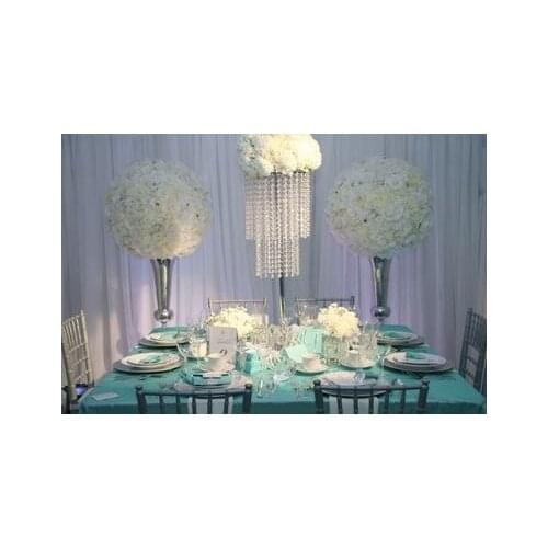 2 layers Silver Metal Flower Stand with bead strands table centerpieces Wedding Decoration 10 pcs/lot