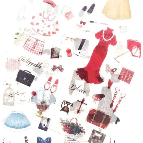 6 Sheets/Pack Girls Wardrobe Diary DressDIY Decorative Stickers Handbook Decoration
