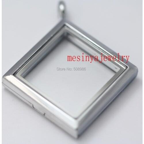 6 pcs plain rhombus glass locket for floating charms keepsake Xmas gift.mothers day gift