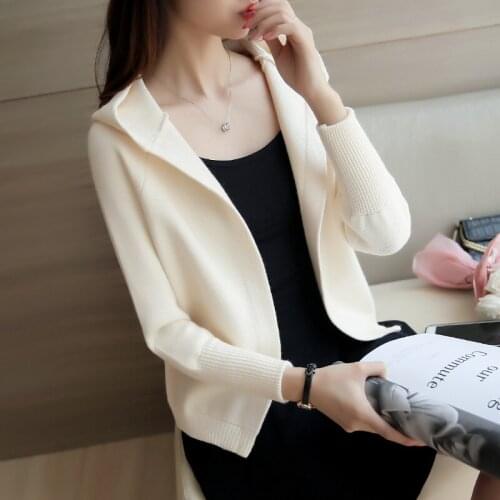 8 Color Women Cardigan Sweater Women Jacket 2019 New Spring Casual Fashion Slim hooded Solid Knit Outwear Female Plus Size