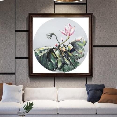 Abstract Textured Lotus Flowers Painting 100% Hand Painted On Canvas Wall Art Modern Handmade Plant Oil Painting For Home Decor