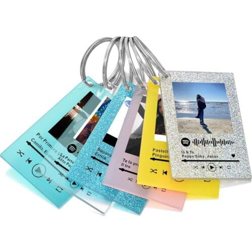 Acrylic Music Song Album Cover Personalized Music Spotify Scan Code Keychain for Women Men Gift Keyring Custom Couple Photo