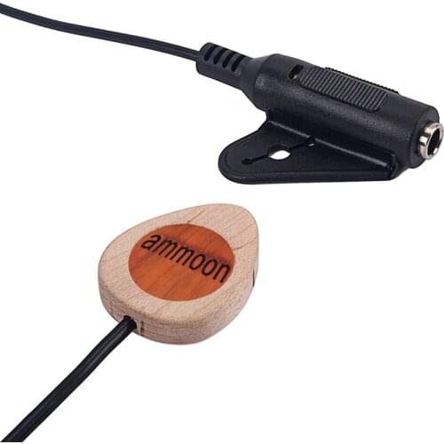 Ammoon Guitar Pickup Spruce Wood Piezo Contact Microphone Pickup 6.35mm Port for Guitar Ukulele Violin Banjo Mandolin Accessory