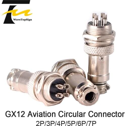 WaveTopSign GX12 Aviation Circular Connector 2 Pin 3pin 4pin 5pin 6pin 7pin Male Plug& Female Socket