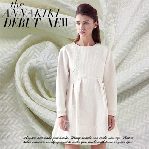 White twist braided jacquard cloth fabrics autumn and winter dress coat diy fabric wholesale high quality jacquard cloth