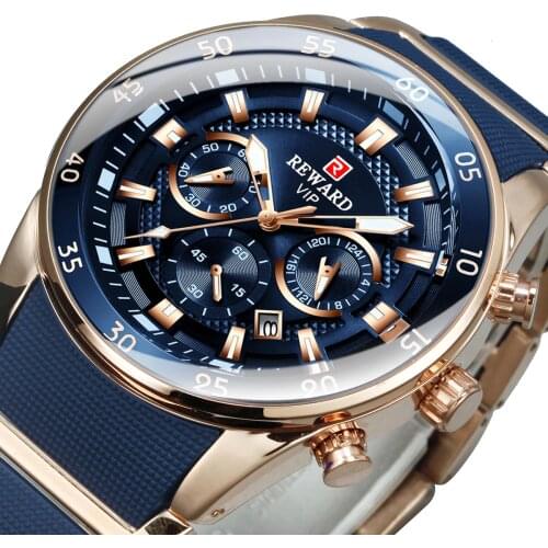 REWARD Sport Wrist Watches for Men Luxury Mens Watch Business Stainless Steel Strap Calendar Luminous Chronograph Quartz Clocks