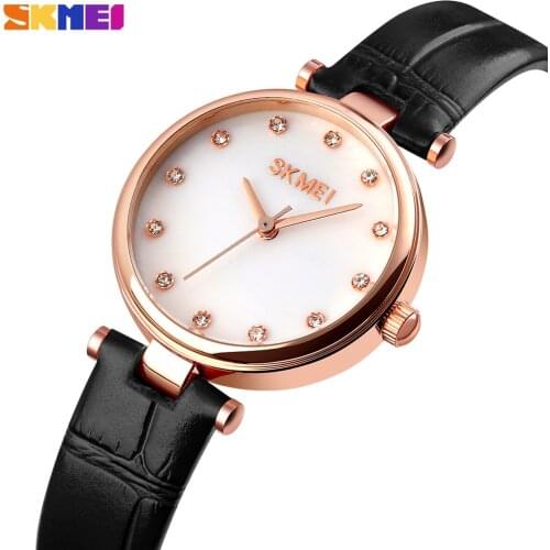 SKMEI Fashion Quartz Watch Girls Student Wristwatch Top Brand Luxury Leather Strap Dress Bracelet Women Clock Relogio Feminino