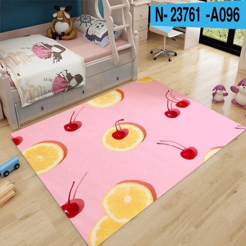 Colorful Fruit Pattern Printed Carpet Living Room Decoration Indoor Soft Crystal Velvet Floor Mat Safety Anti Slip Bottom Mat