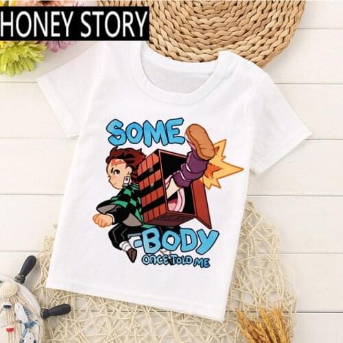 Children Demon Slayer Boys/girls Funny Demon Blade Tshirt Japanese Anime Kimetsu No Yaiba T Shirt Kids Kawaii Cartoon T-shirt