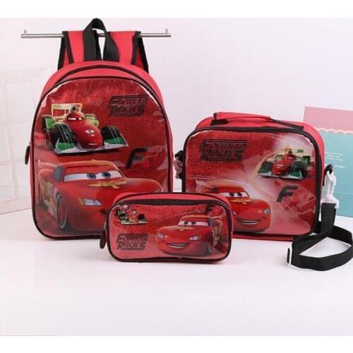 Kids elsa Schoolbag For Kindergarten Disney 95 Car Spider-Man Boys Cartoon Schoolbag Cute Baby Backpack 3 pcs/sets