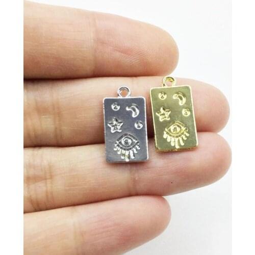 Eruifa 20pcs10*15mm New arrival Eye with Star Zinc Alloy Rectangle Coin necklace,earring bracelet jewelry DIY handmade 2 colors