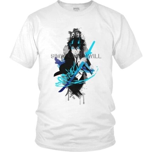 Blue Exorcist Tshirts Men Graphic Tee Tops 100% Cotton T Shirt Short Sleeve Anime Manga Rin Okumura T-shirt Gift Idea Clothing