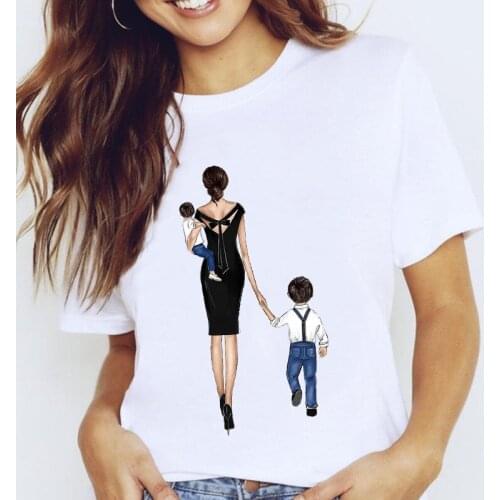 Women Graphic Boy Cute Mom Mother Mama 2021 Spring Summer Cartoon Lady Clothes Tops Clothing Tees Print Female Tshirt T-Shirt