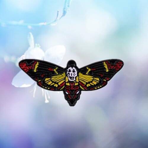 Death head moth skull Hannibal Film enamel pin hawkmoth Halloween brooch