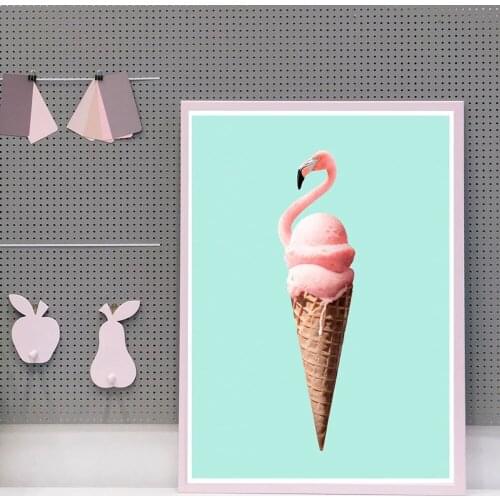 HD Print Modern Canvas Pictures Nordic Style Flamingo Ice Cream Painting Wall Art Home Decoration Modular Poster For Living Room