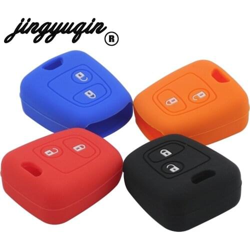 Jingyuqin 30pcs Silicone Car Key Cover for Peugeot 206 307 207 408 For Citroen C2 C3 C4 Soft Rubber 2 Button Key Fob Case Shell