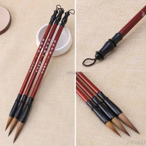 Chinese Calligraphy Brushes Pen Wolf Hair Writing Brush Wooden Handle S/M/L G23 Drop ship