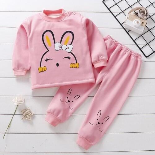 Childrens Warm Underwear Set Baby Plush Autumn Clothes Autumn Pants 0-7 Years Old Boys And Girls Pajamas Winter
