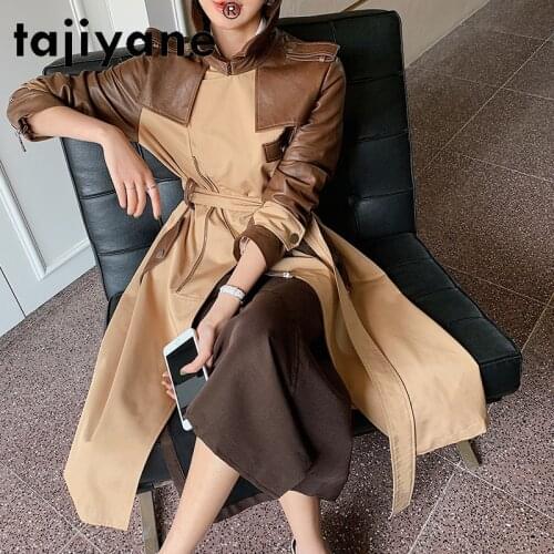 Jacket Leather Genuine Women 2021 Autumn Spring Real Sheepskin Parkas Female Stitching Windbreaker Mujer Chaqueta TN359