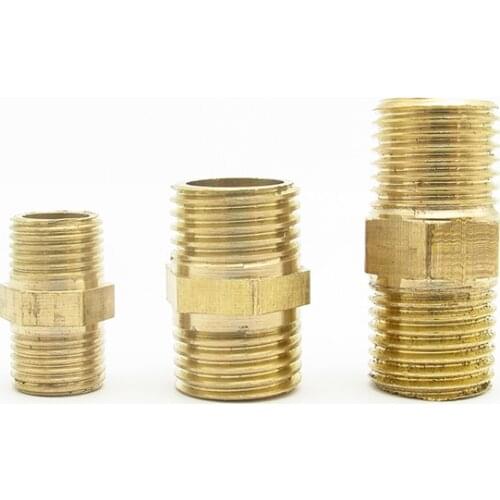 1/8" 1/4" 3/8" 1/2" 3/4" 1" BSP Male Thread Brass Pipe Fitting Hex Nipple Coupler Connector Adapter For Water Fuel Gas