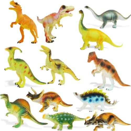 Hot selling original A large dinosaur toys 12pcs set Model animal 15-18cm Childrens gift PVC material simulation model dinosaur