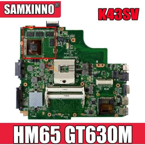 Akemy K43SV Laptop motherboard for ASUS K43SM K43SJ K43SC K43S original mainboard HM65 GT630M