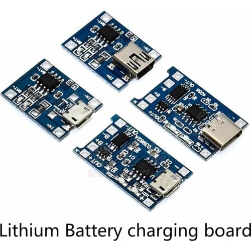 Lithium Battery Charger Module Charging Board With Protection 5V 1A Type-c/Micro/Mini USB Adjusted Current Mature Charging Chip