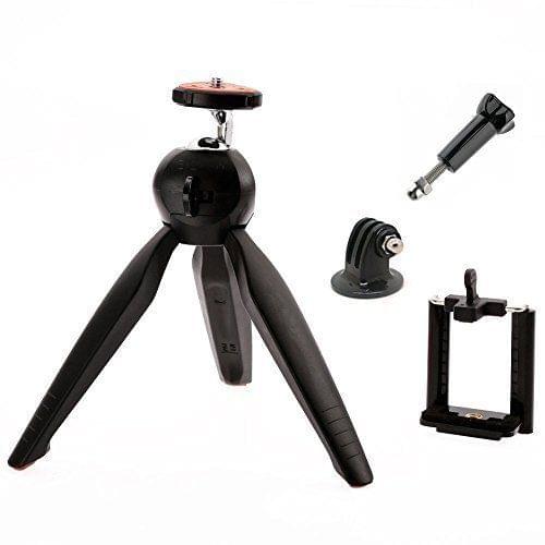 Portable Sturdy Mini Tripod + Mobile Phone Clamp + Tripod Mount Adapter + Thumb Screw for Tabletop Photography & iPhone Samsung