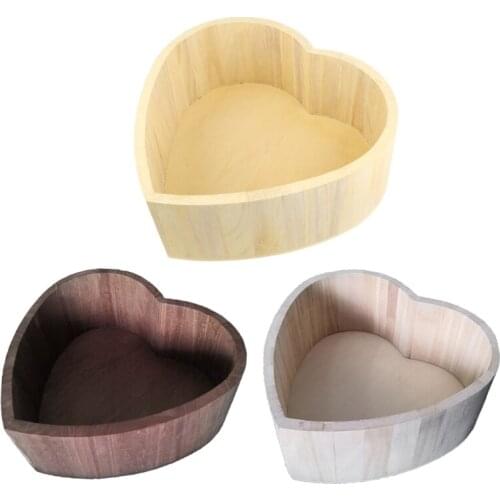 Baby Photography Props Wooden Heart Shape Box Newborn Infants Photo Posing Shooting Prop Accessories