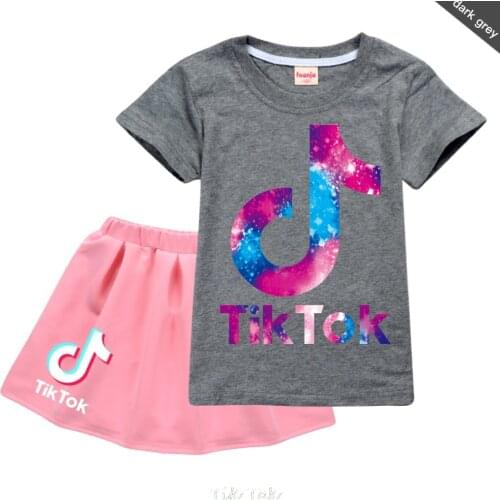 Tik Tok Dress Girl Summer Short Sleeve Dress Toddler Birthday Party Cartoon Princess Dress Baby Girls Clothes for Kids
