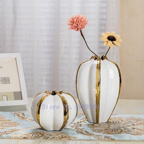 Creativity Ceramic Vase Pumpkin Petal Handmade Flower Arrangement Hydroponics Modern Home Decoration Accessories Vases