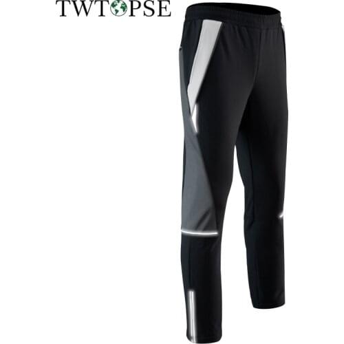 TWTOPSE Winter Men Sport Cycling Pants Fleece Reflective Water Resistant MTB Road Bicycle Pant Warm Thermal Hiking Bike Trousers