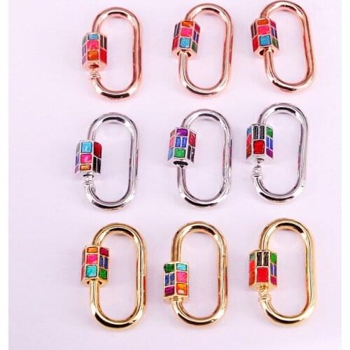 10PCS, Oval shape Jewelry Clasps Lock Carabiner Enamel Fashion Copper Connector Clasp For Jewelry Making