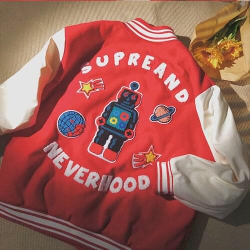 2021 new baseball uniform women loose fried street jacket Hip Hop Letters Embroidery women jacket Harajuku Jacket Women Unisex