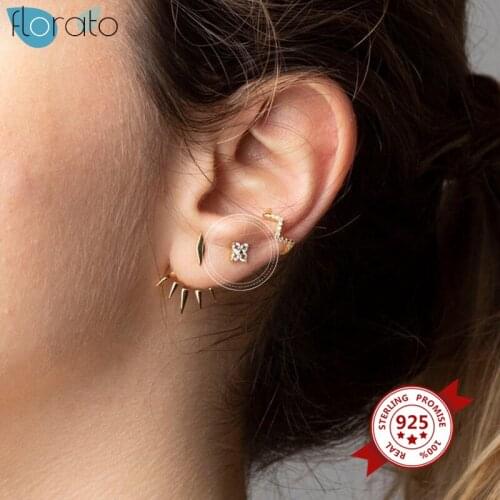 925 Sterling Silver CZ Prevent Allergy Stud Earrings for Women Tiny Crystal Flower Earrings Girls Cute Minimalist Jewelry