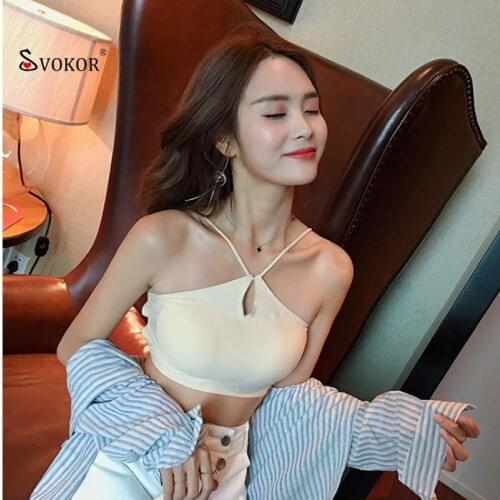 SVOKOR Seamless Halter Tube Tops Women Sexy Hollow Out Beauty Back Backless Sleeveless Camis Crop Tops Camisole