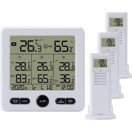 LCD Temperature & Humidity with with 3 Wireless Transmitter / Digital Thermometer Hygrometer Gauge Weather Station Monitor
