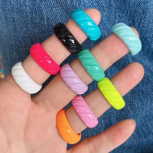 10Pcs Korea Multicolor Enamel Rainbow Ring Adjustable Colorful Fashion New Design Enameled Painted Luxury Ring