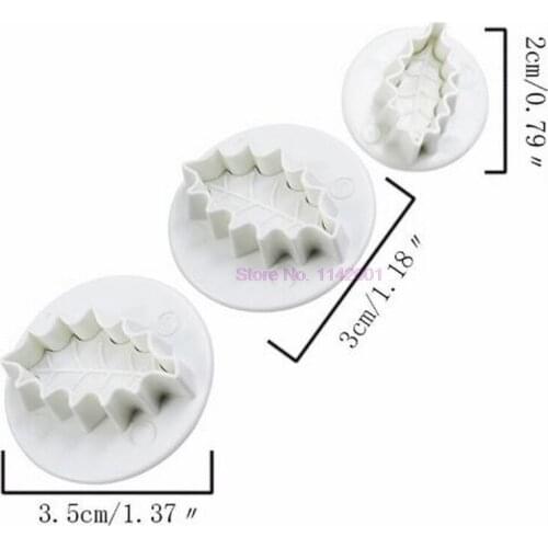 1000sets 3D Holly Leaf Leaves Cookie Plunger Cutter Fondant Sugarcraft Mold Cake Decoration Mould Baking Tools