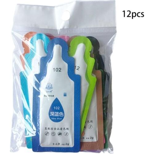 12Pcs Edible Food Pigment Coloring Fondant Cake Decorating Healthy Safe Cream Color Pastry Tools