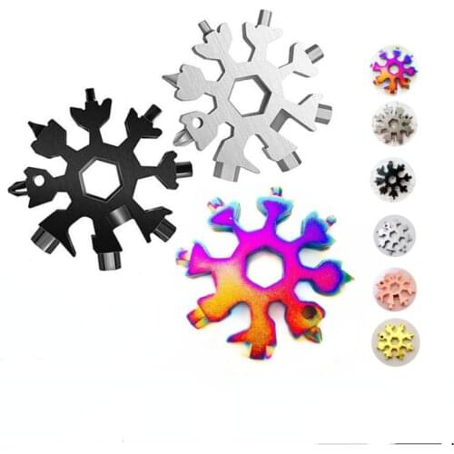 18 In 1 Snowflake Snow Wrench Tool Spanner Hex Wrench Multifunction Camping Outdoor Survive Tools Bottle Opener Screwdriver